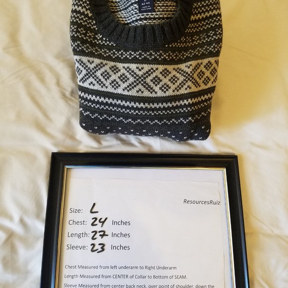 Lands' End Crew Neck Heart shaped Long Sleeve Large Sweater - Picture 7 of 7